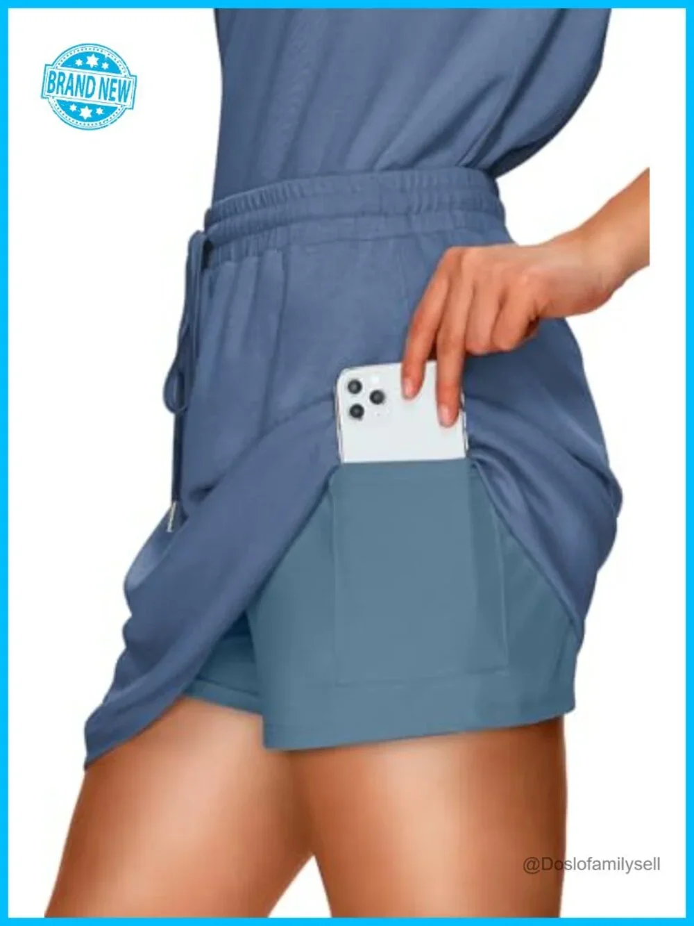 Two Piece Athletic Skirt Set with Cap Sleeve Top, Built-in Shorts